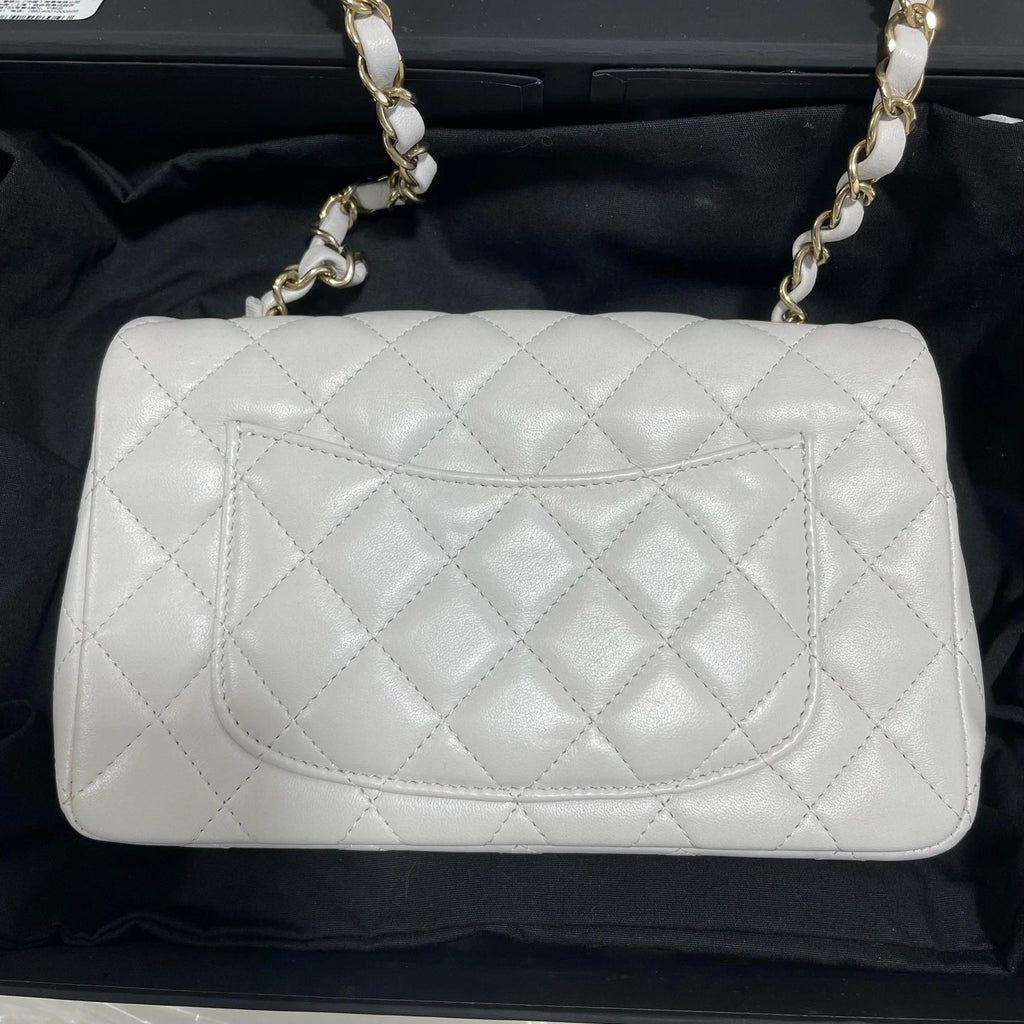 New CHANEL Classic Flap Big Mini Gray Lamskin Shoulder Bag For Women