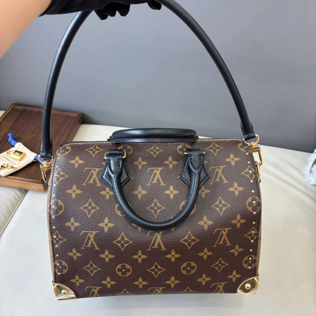 Excellent Louis Vuitton SpeedyTrunk25 Monogram Canvas Handbag Shoulder Bag