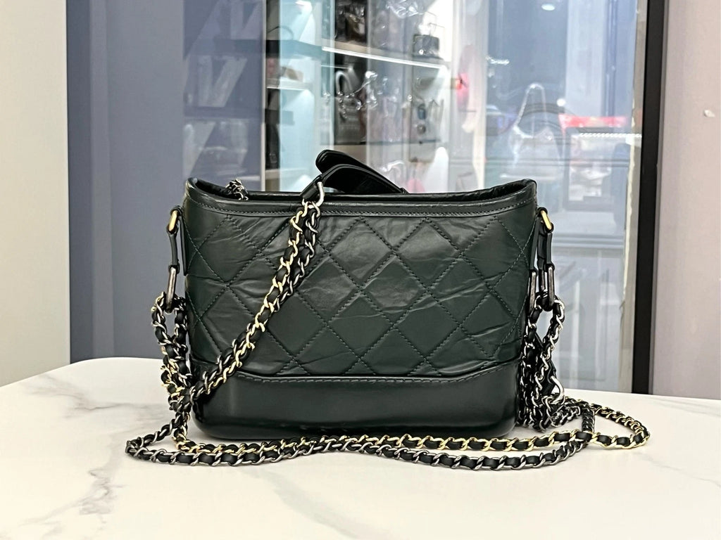 CHANEL Gabrielle Small Green Chain Shoulder Crossbody Women