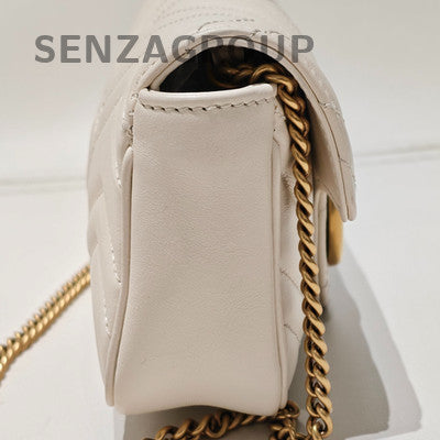 Gucci Marmont Mini White Gold Chain Shoulder Crossbody Bag