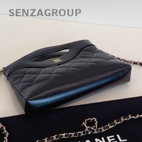Chanel 24C Mini Top Handle Bag Chain Crossbody Black Gold Women Classic Fashion