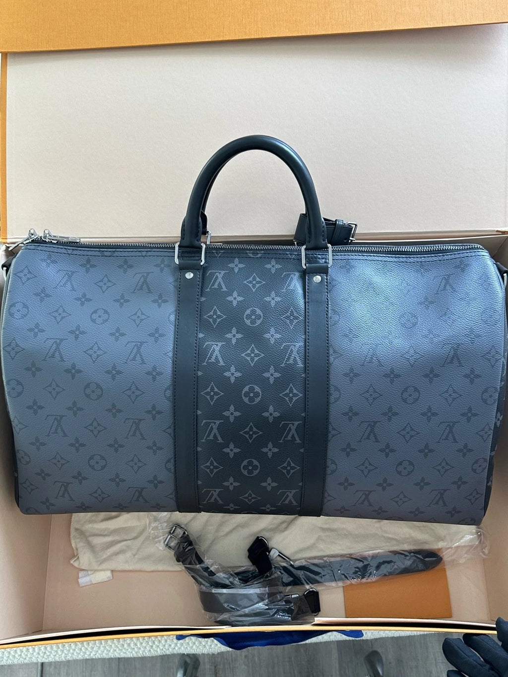 Louis Vuitton Keepall50 Reverse Black Travel Bag For Women