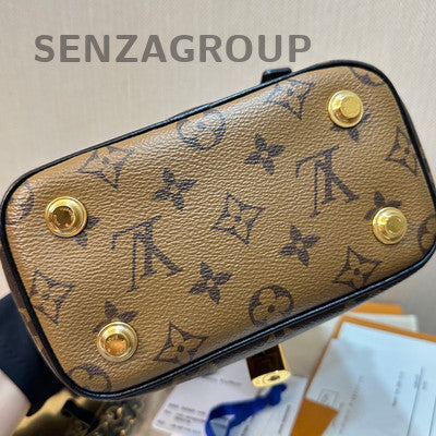 Louis Vuitton Monogram Vanity Chain Crossbody Bag Brown Gold