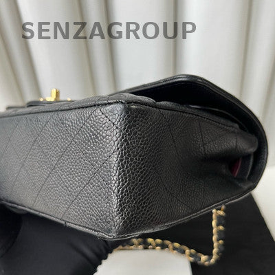 Chanel Classic Flap Medium Quilted Chain Bag Black Gold