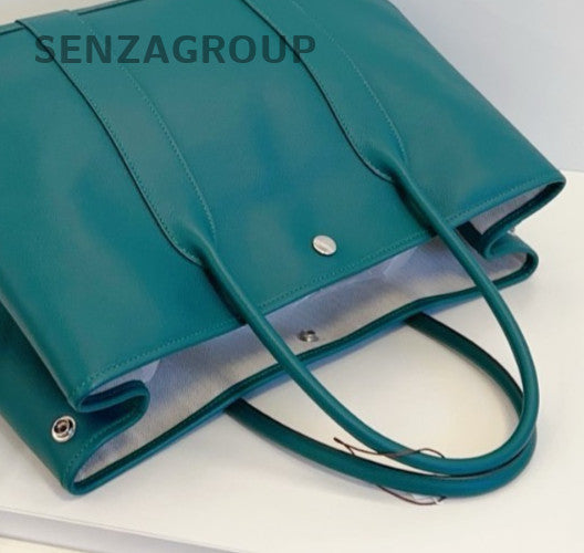 Hermes Garden Party36 Green Silver Top Handle Bag Used Women Classic Fashion