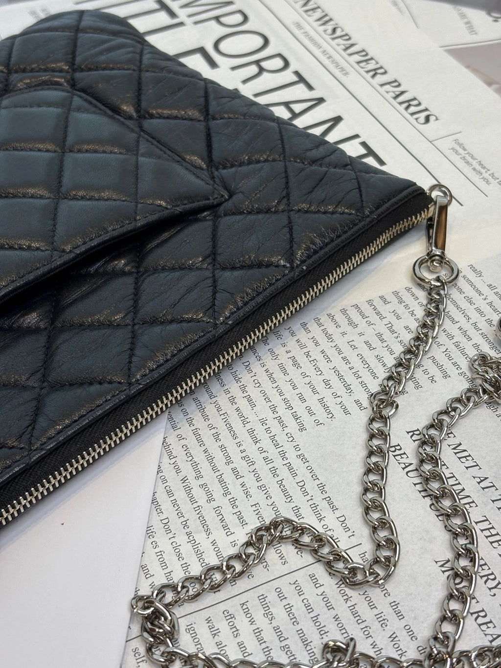 CHANEL 2.55 Black Gold Colorblock Chain Clutch Crossbody Bag For Women