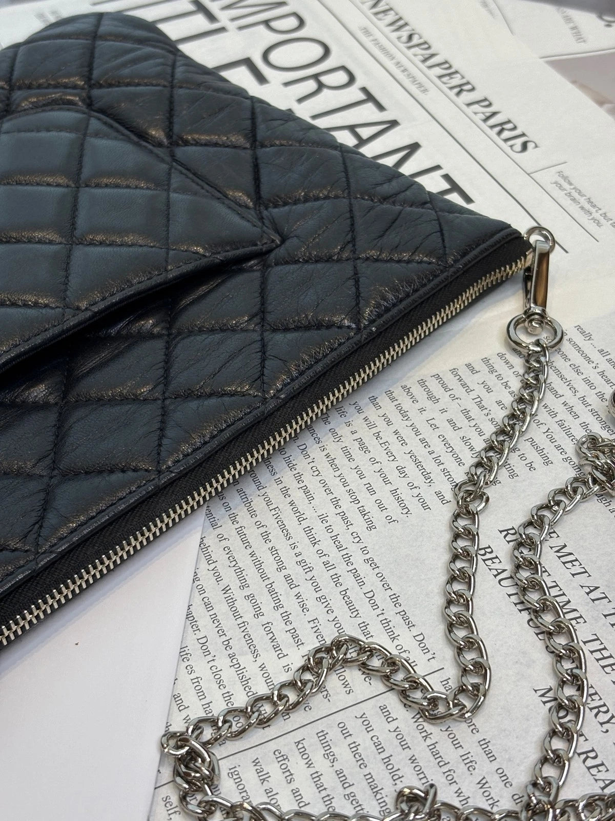 CHANEL 2.55 Black Gold Colorblock Chain Clutch Crossbody Bag For Women