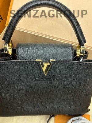 Louis Vuitton Capucines Taurillon Mini Black Gold Handbag Women