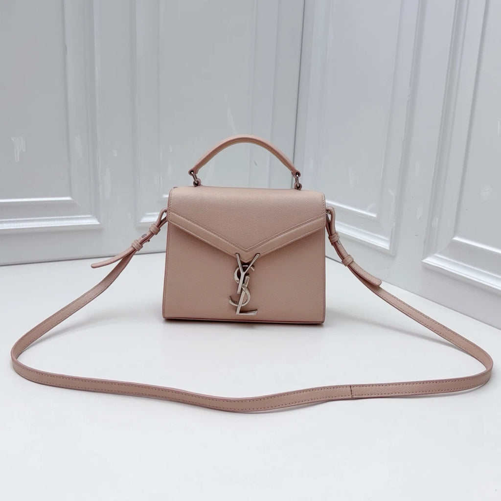 Saint Laurent Cassandra Calfskin Top Handle Crossbody Bag Pink Women Classic