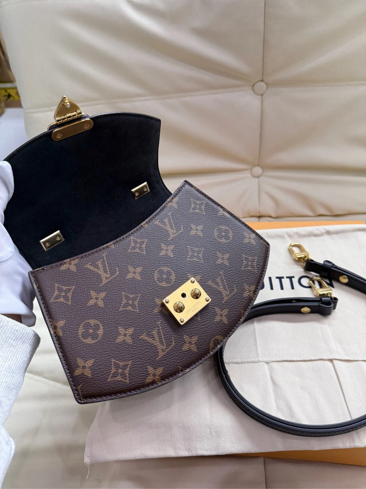 Louis Vuitton Monogram Canvas Top Handle Shoulder Bag For Women