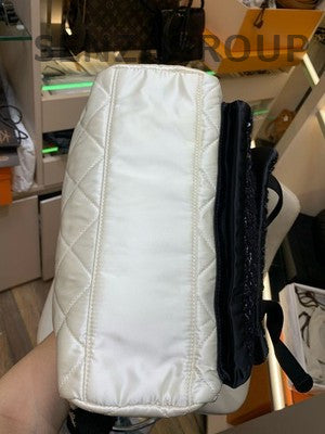 Chanel Cosmic Series Large Sequin & Tweed Backpack White Black Women