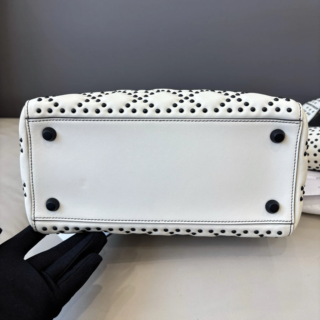 Dior Lady Dior Black White Handbag Excellent