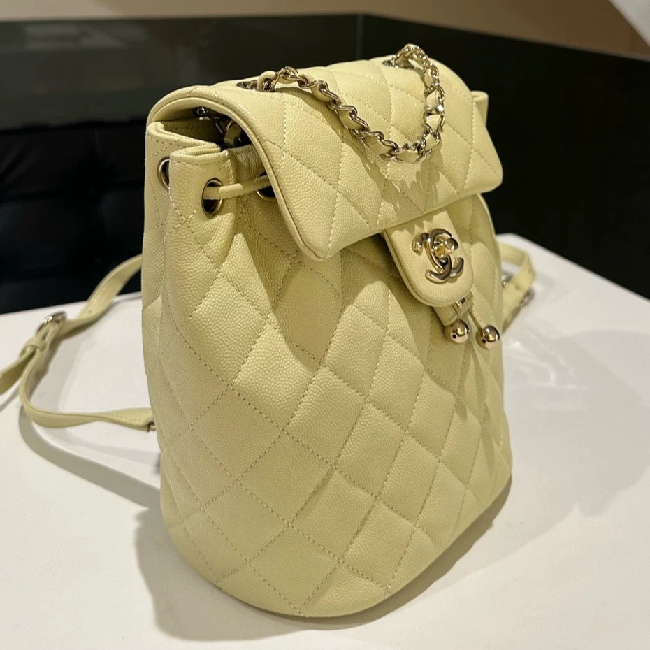 Chanel Salzburg Backpack Yellow Gold Hardware Quilted Classic Women's Bag