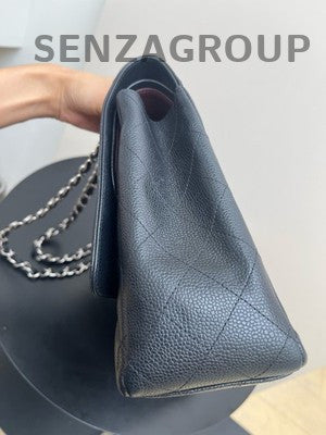 Chanel Classic Flap Black Silver GM Leather Chain Shoulder Bag