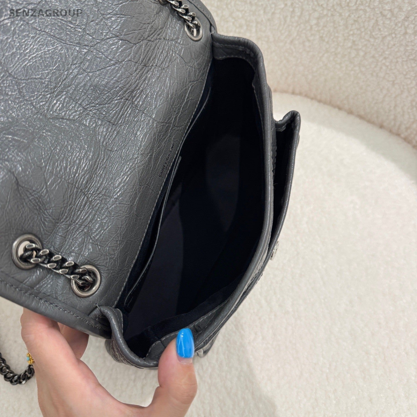 YSL Saint Laurent NIKI Small Cement grey Chain Strap Crossbody Shoulder bag
