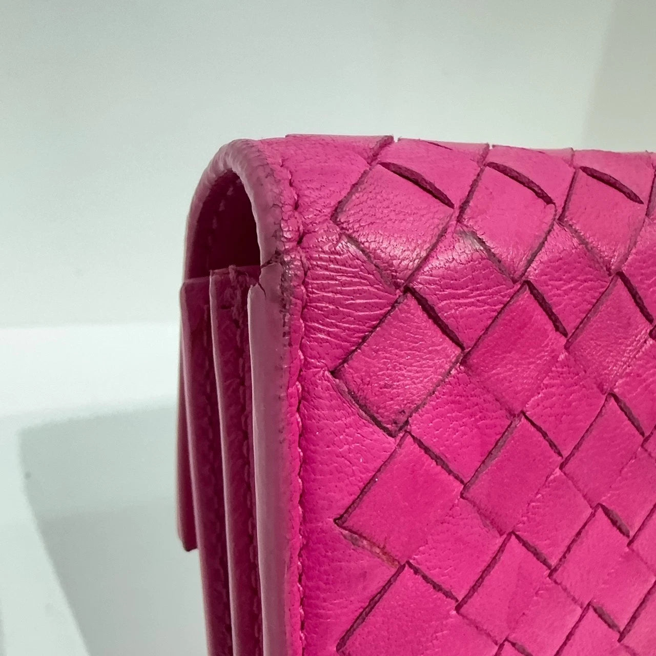 Bottega Veneta Woven Lambskin Snap Flap Long Wallet For Women Pink