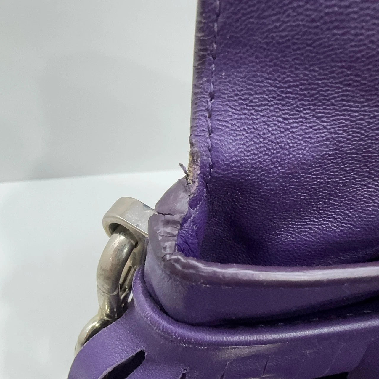 PRADA Purple Fringe Double Buckle Shoulder Crossbody Bag For Women