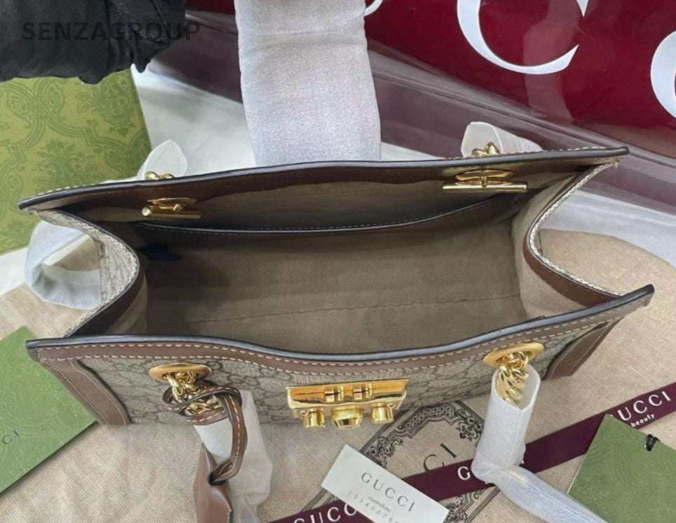 Gucci Padlock PM Shoulder Bag Brown Gold Used Women Classic
