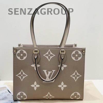 Louis Vuitton Monogram Onthego MM Tote Bag Grey Gold - Classic Fashion Women