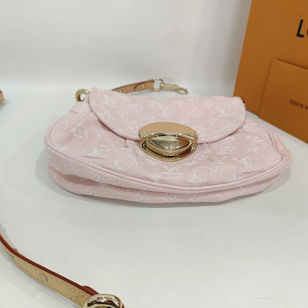 Louis Vuitton Pink Monogram Denim Sunset Shoulder Bag Gold Hardware