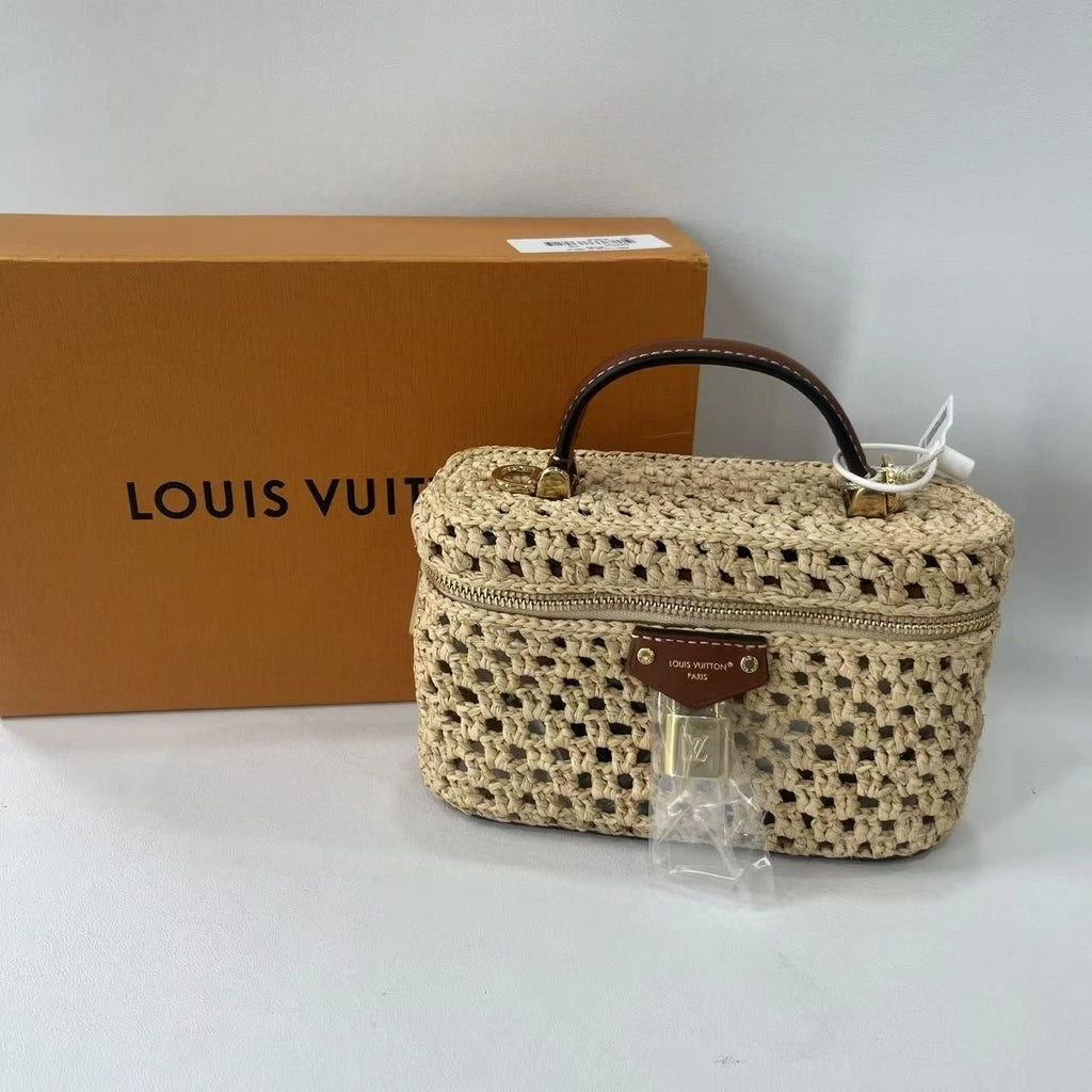 Louis Vuitton Woven Raffia Vanity Box Bag For Women