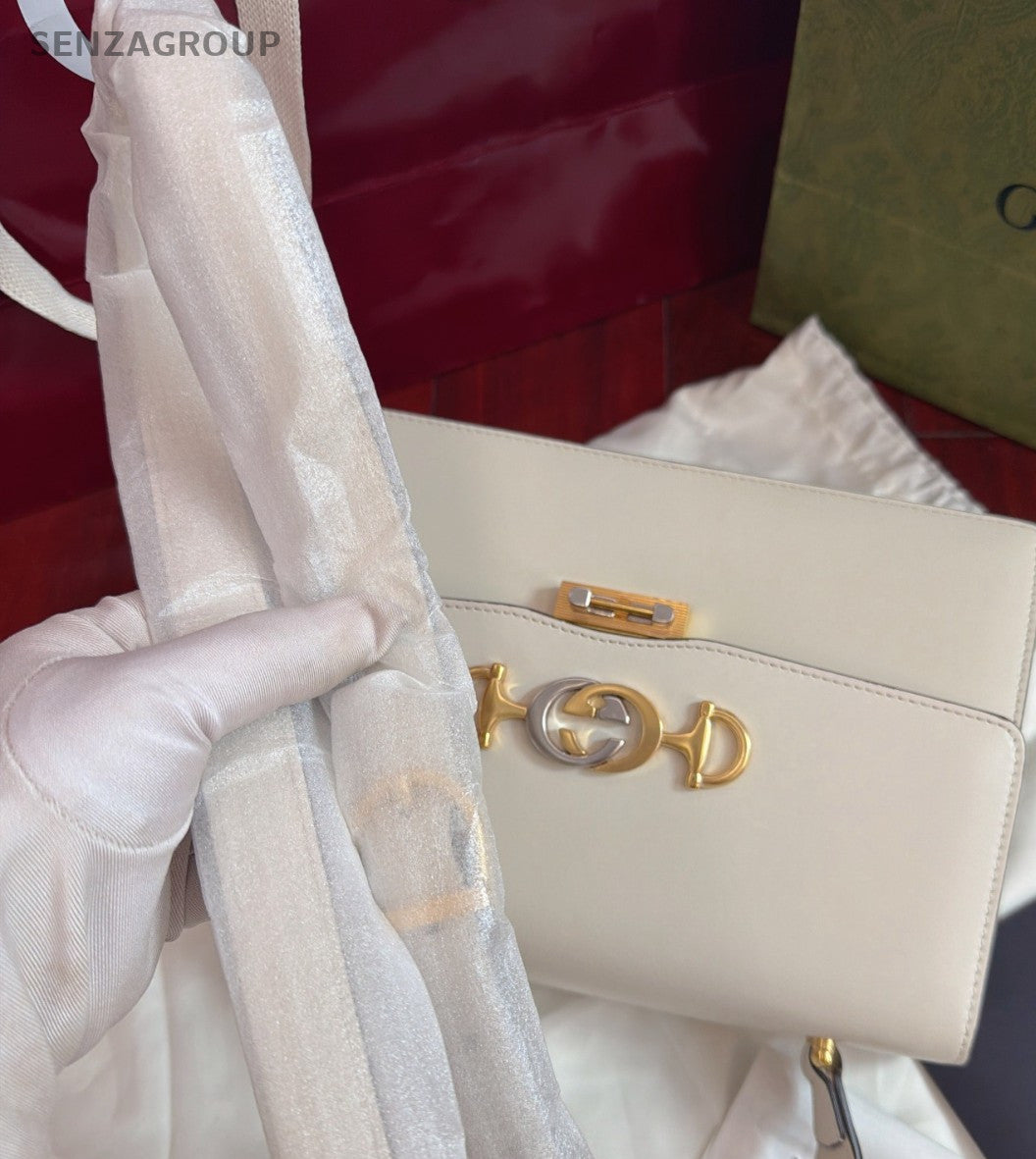 Gucci Zumi 2Way Shoulder Bag Crossbody White Gold Used Women Classic