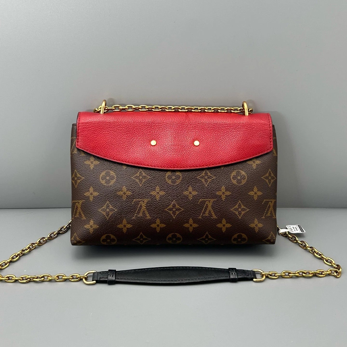 Louis Vuitton Saint Monogram Chain Shoulder Bag Brown Gold Hardware Women