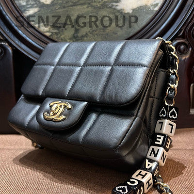 Chanel Classic Quilted Chain Shoulder Crossbody Bag Black Gold