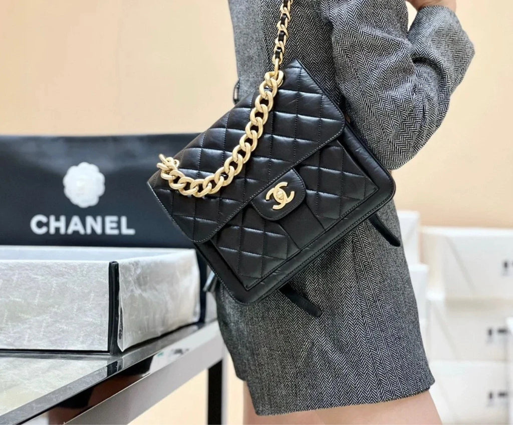 CHANEL Vintage Calfskin Backpack Handbag For Women