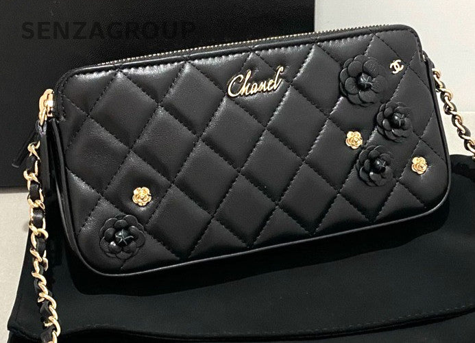 CHANEL Camellia Woc Chain Shoulder bag Lambskin Women Crossbody Almost Brand NEW