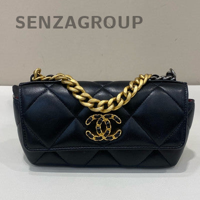 Chanel 19 Quilted Chain Shoulder Bag Black Gold - Fashion Women's Handbag