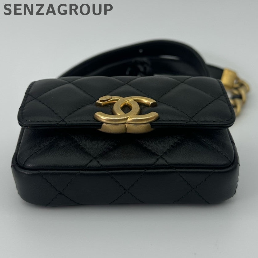 Chanel Black Gold Chain Mini Crossbody Bag Classic Fashion Women