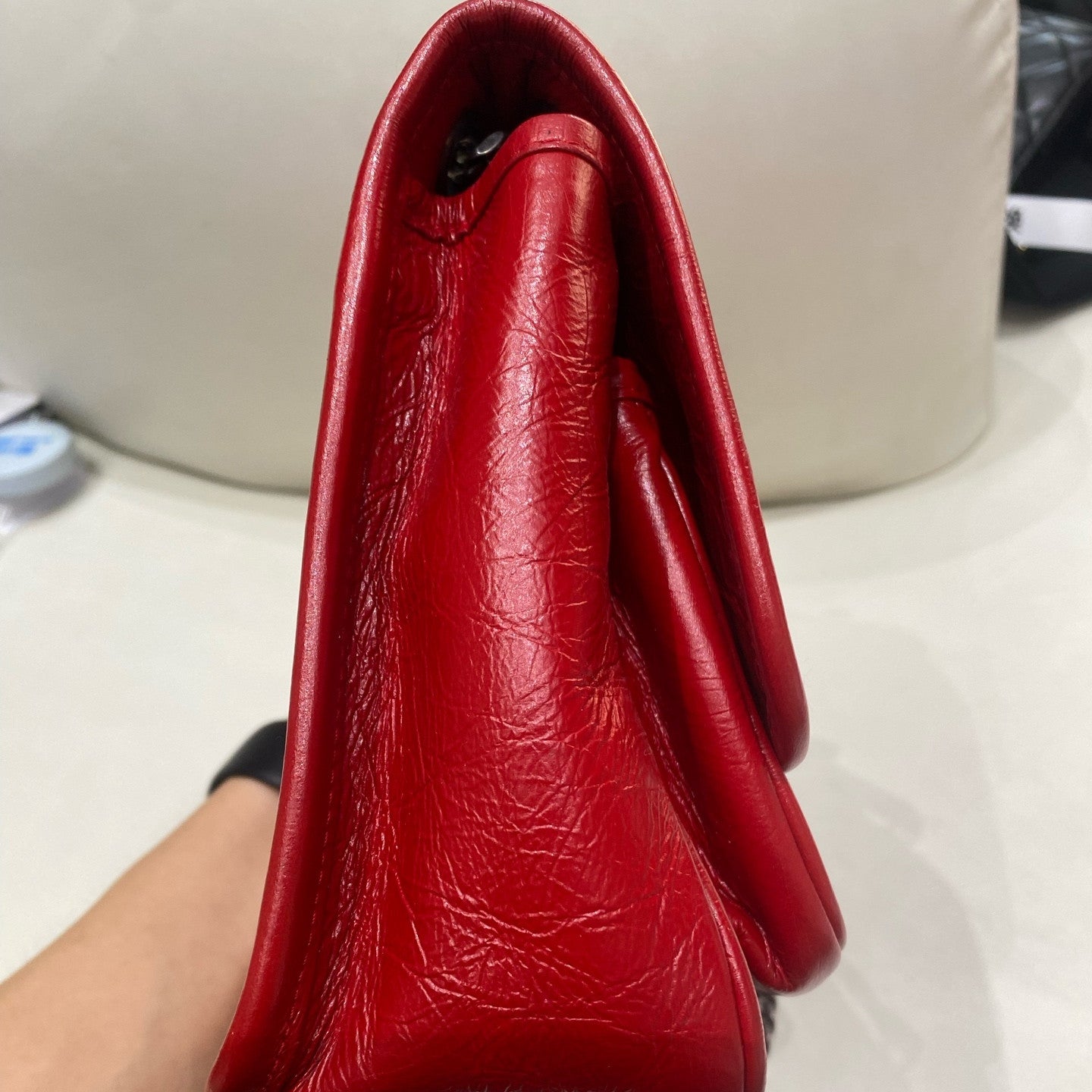 Saint Laurent Niki Small Chain Shoulder Bag Red Silver Classic Women's