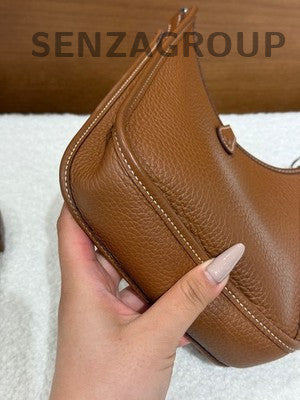 Hermès Evelyne Mini Bag Brown Silver Hardware Women's Fashion