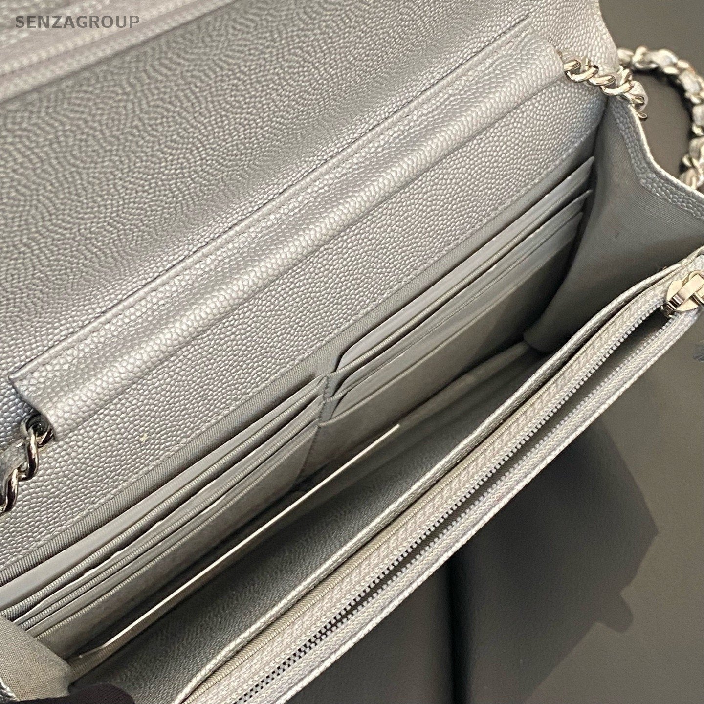 Chanel WOC Chain Lambskin Shoulder Bag Crossbody Silver Women Classic Designer