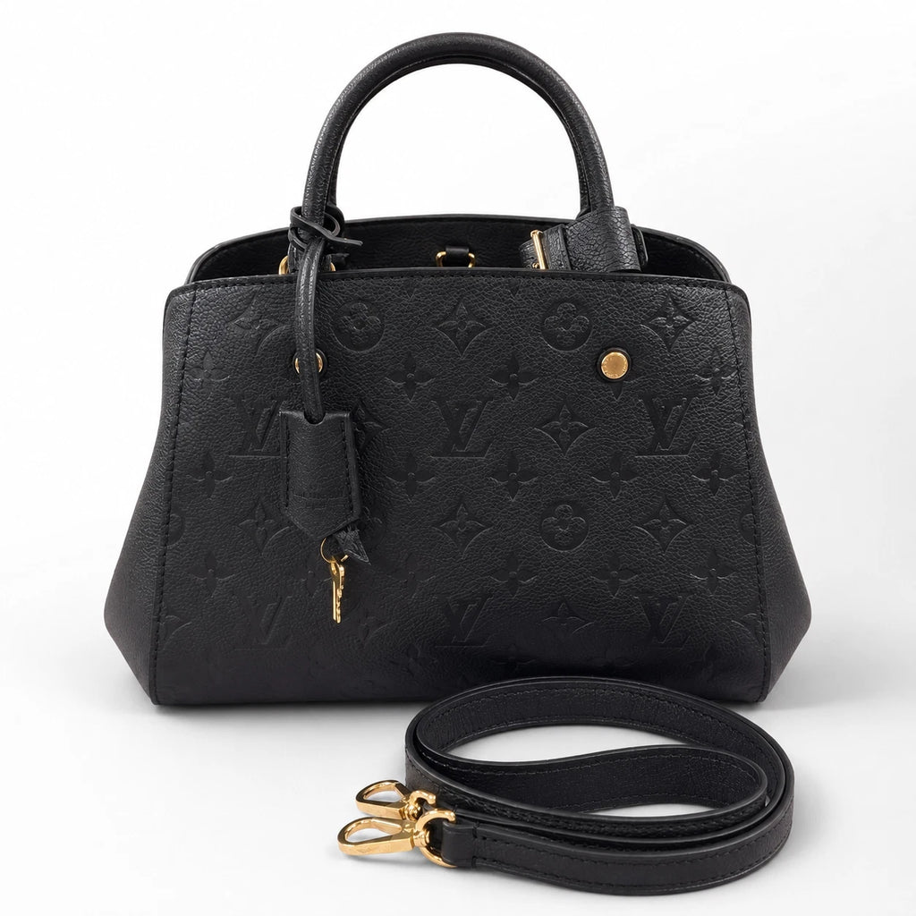 Louis Vuitton Monogram Empreinte Montaigne BB 2Way Shoulder Handbag Black GHW