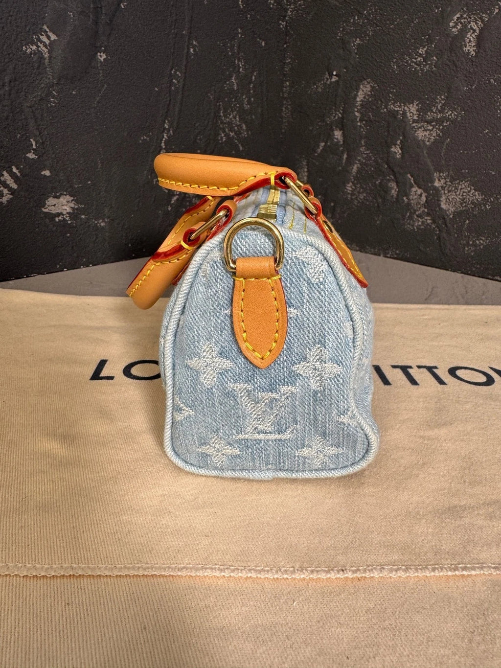 Louis Vuitton Speedy Nano Denim Light Blue Top Handle Bag For Women