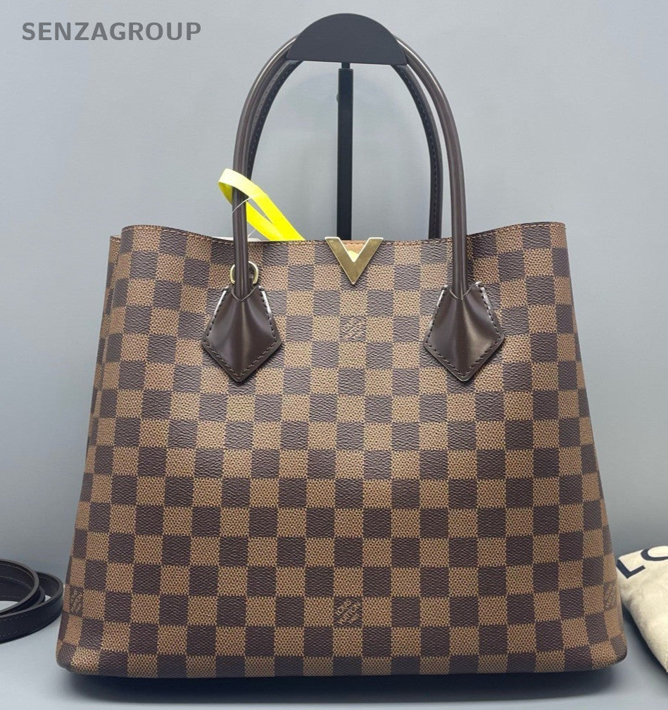 Louis Vuitton Kensington Damier Top Handle Bag Brown Gold Women Classic