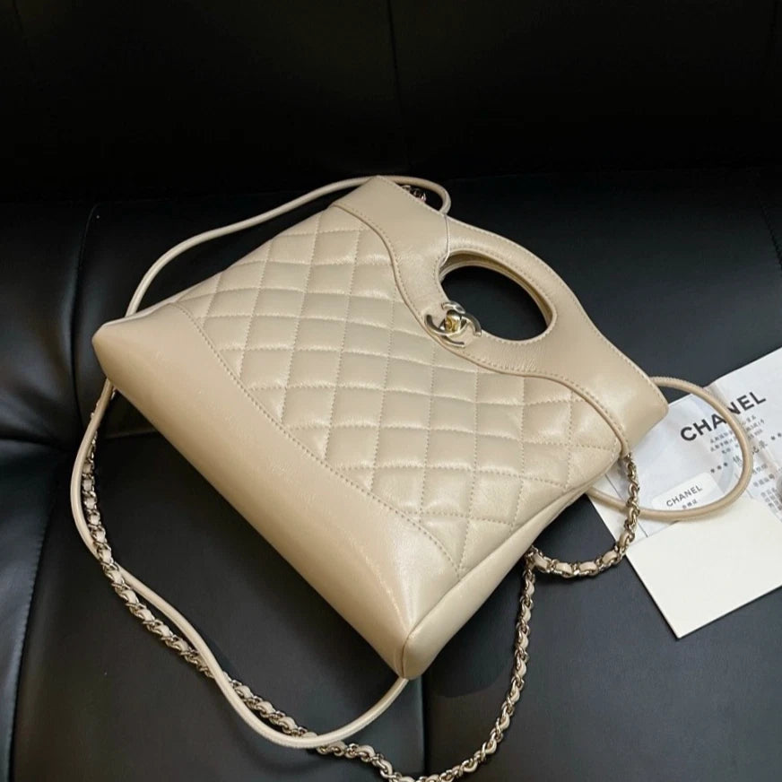 Chanel 31Bag Mini Chain Handbag Crossbody Beige Gold Women Diamond Classic
