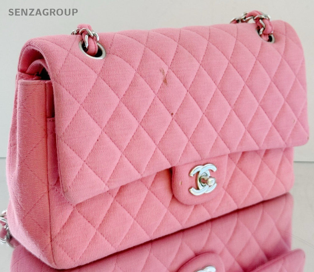 Chanel Classic Flap Chain Shoulder Bag Pink Silver Diamond Used Women Designer