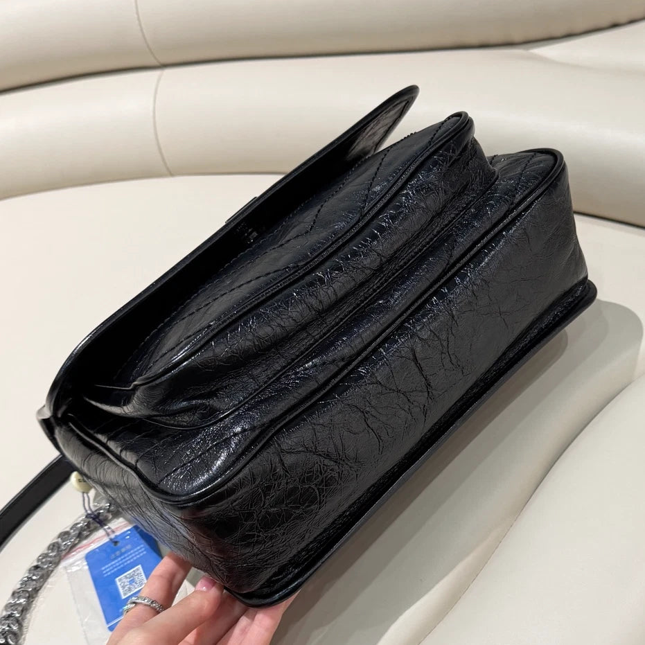 Saint Laurent Niki MM Chain Shoulder Bag Black Silver Women Classic