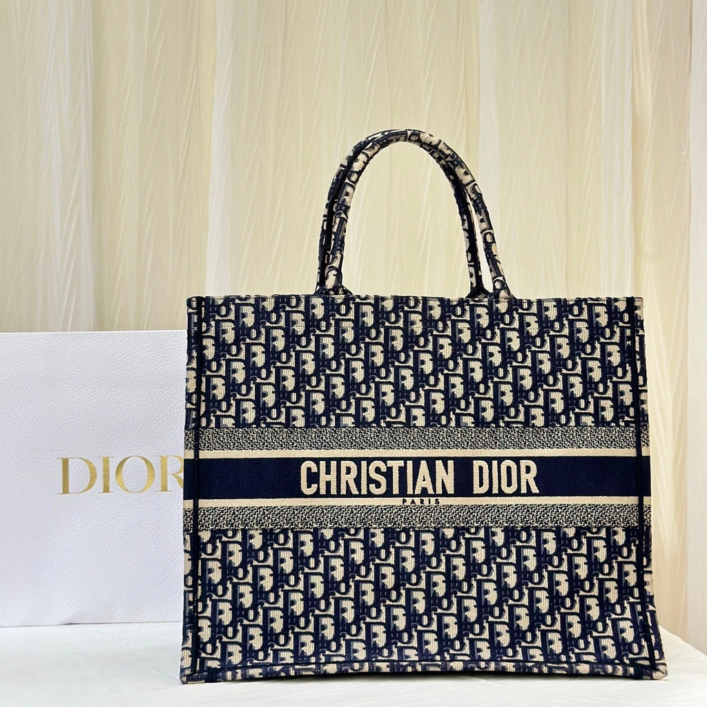 Dior Canvas Classic Monogram Large Tote Handbag For Women