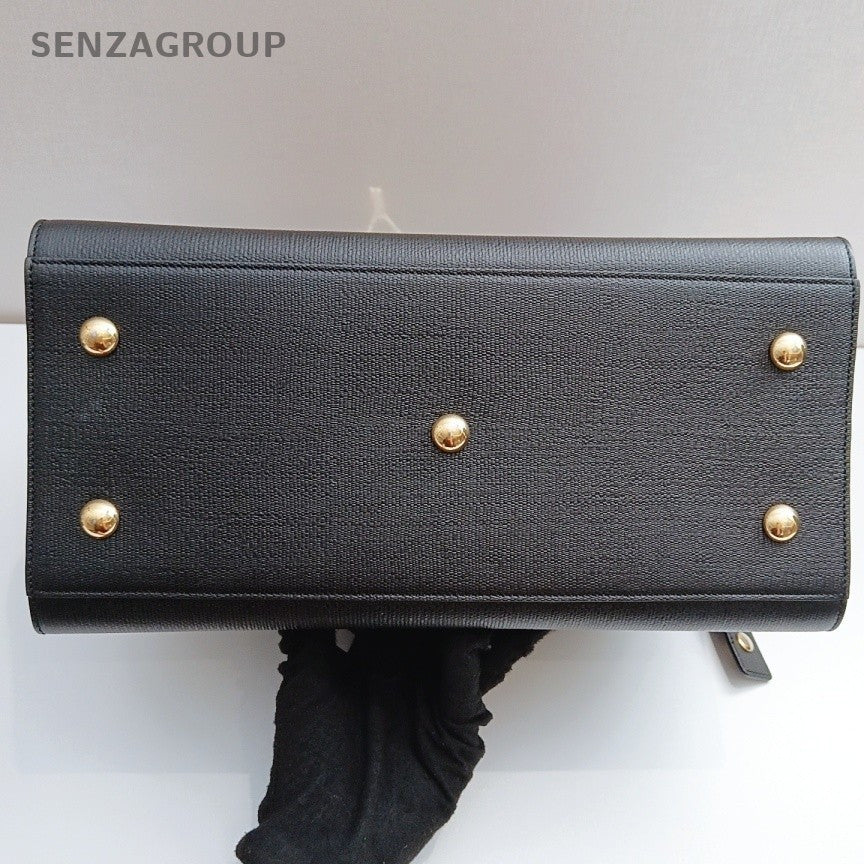 Saint Laurent Y Cabas 2Way Top Handle Bag Crossbody Black Gold Women Classic