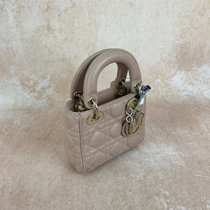 Dior Lady Dior Lambskin Pink Top Handle Excellent