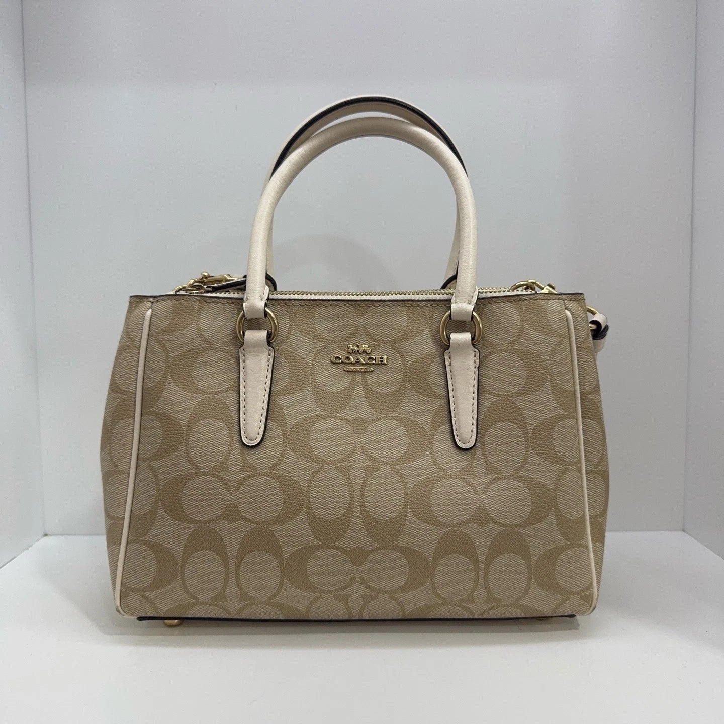 Coach Surrey Light Brown PVC Briefcase Shoulder Crossbody Handbag For Women