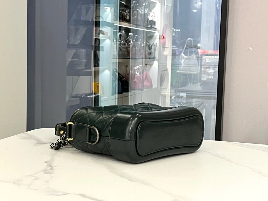 CHANEL Gabrielle Small Green Chain Shoulder Crossbody Women