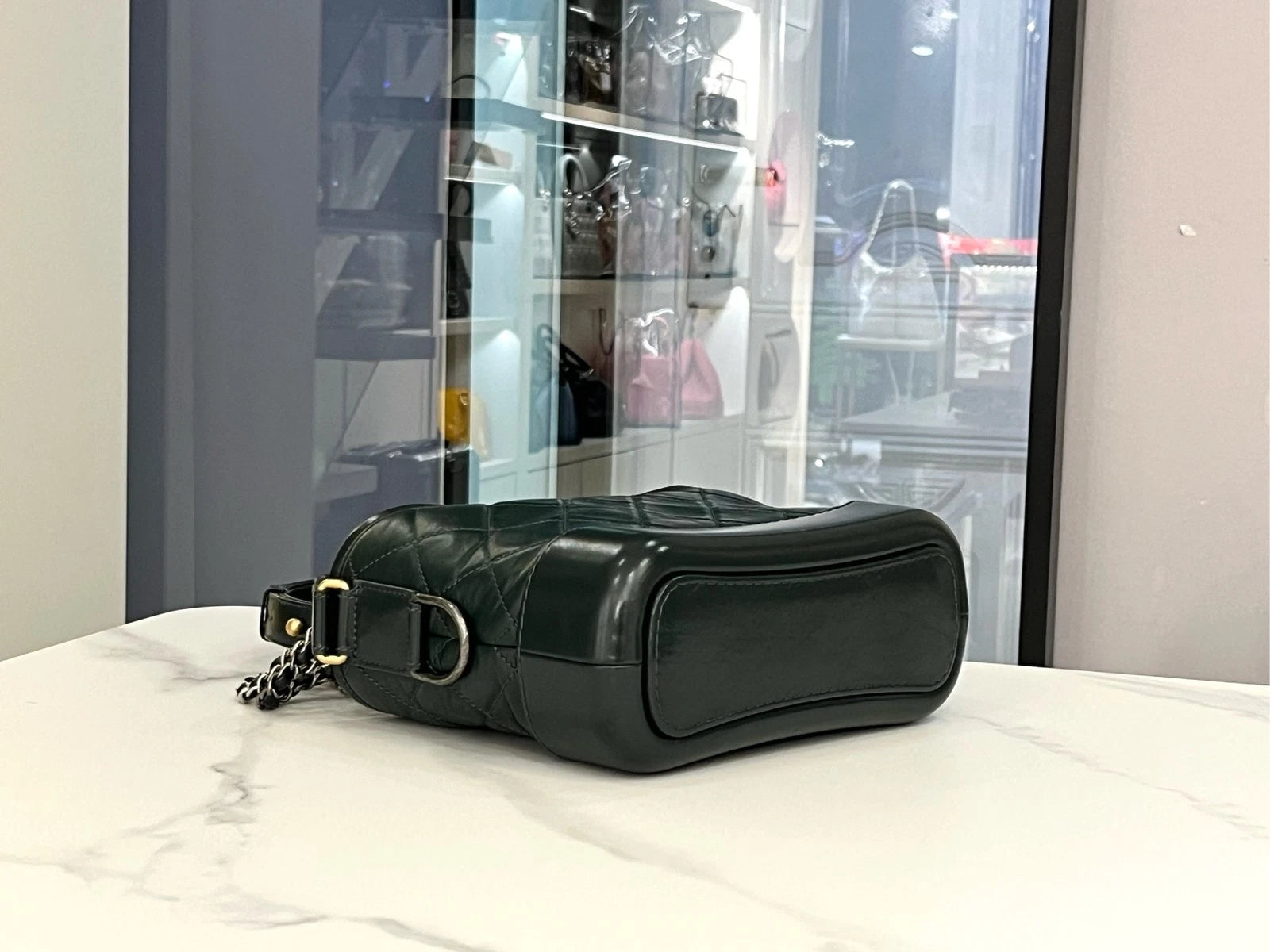 CHANEL Gabrielle Small Green Chain Shoulder Crossbody Women