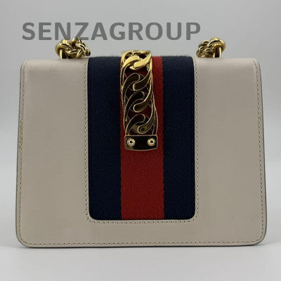 Gucci Sylvie Mini Chain Shoulder Bag in White Gold - Women's Fashion