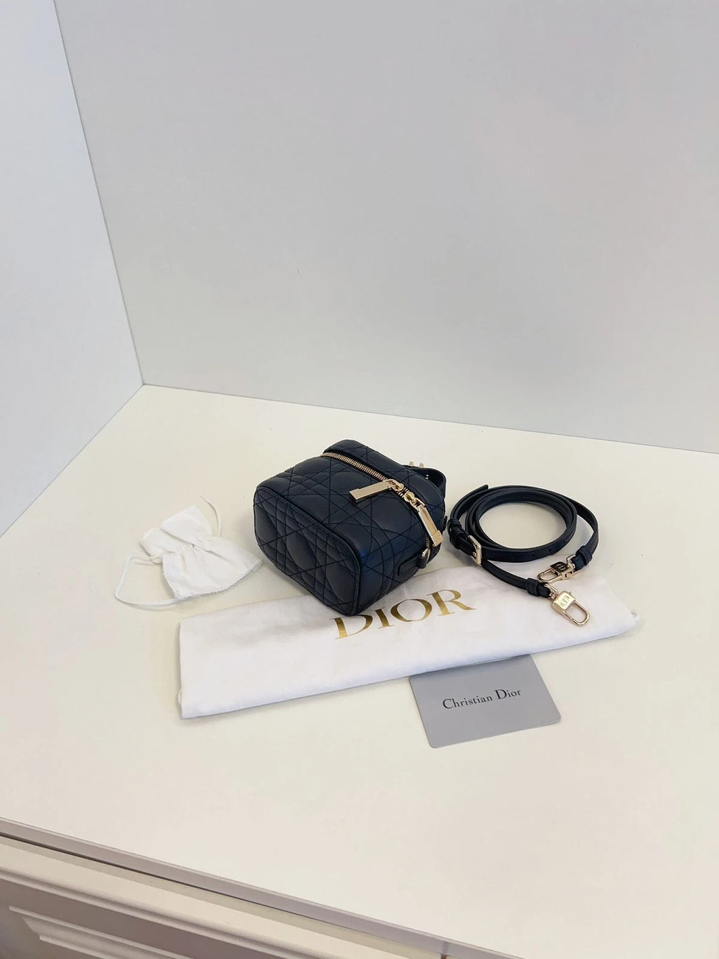 Dior Christian Lady Vanity Mini Case Shoulder Bag Excellent