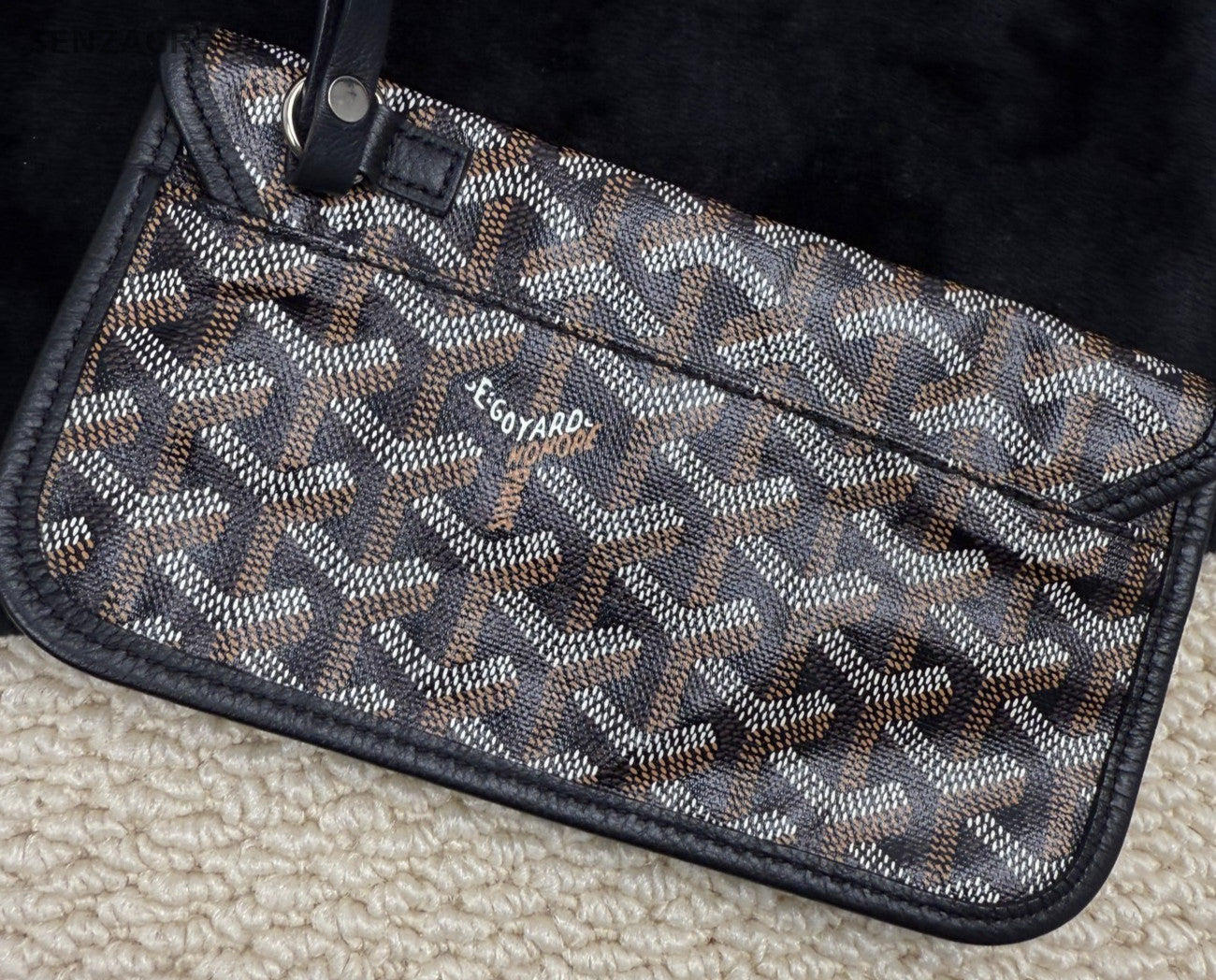 Goyard Tote MM Top Handle Shoulder Bag with Pouch Women Black.